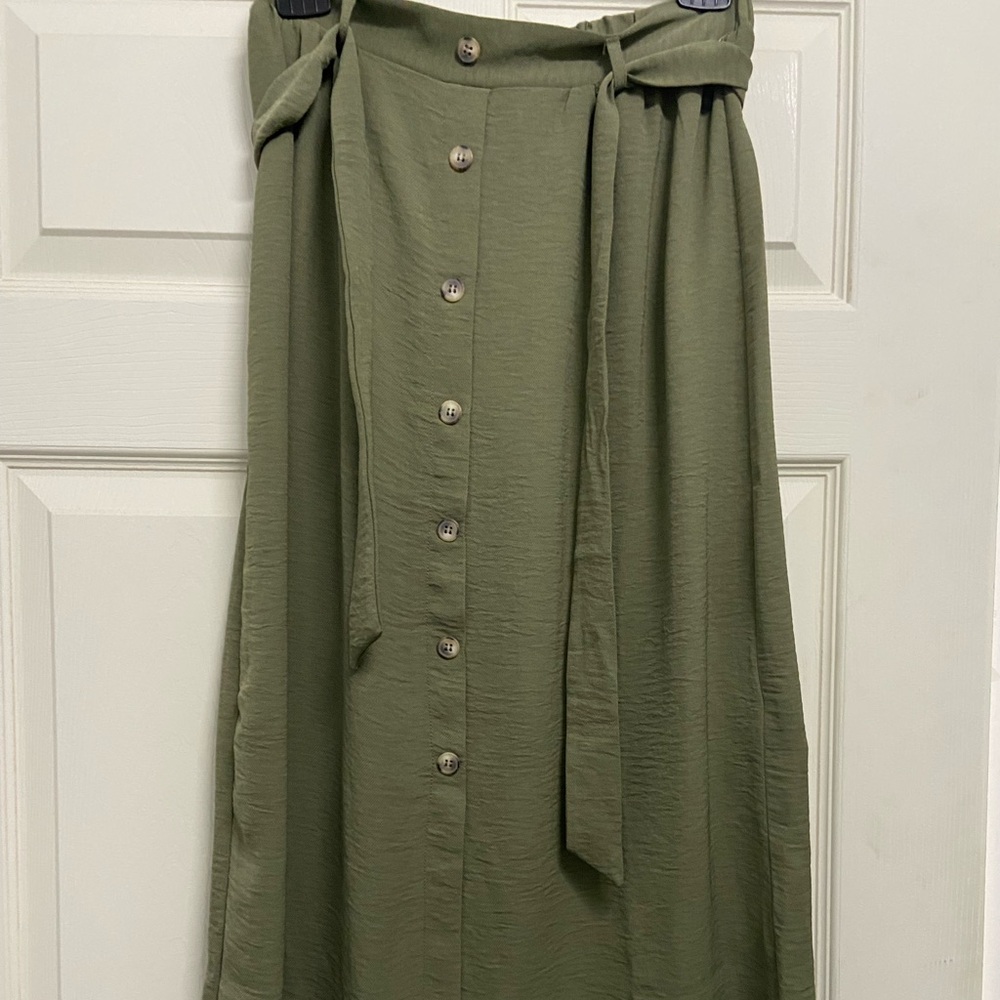 ASOS Green Button-Front Maxi Skirt